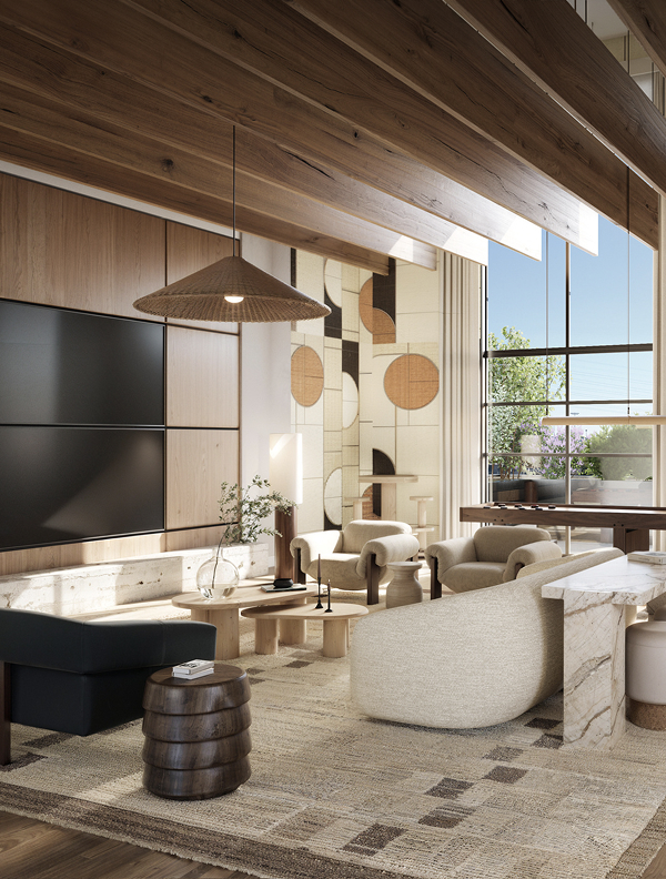 Clubroom with Demo Kitchen & Entertainment Spaces