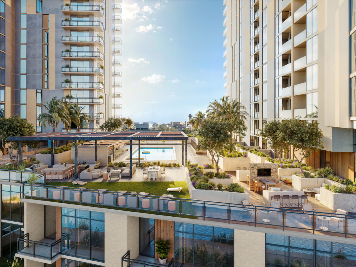 High-rise apartments with water views